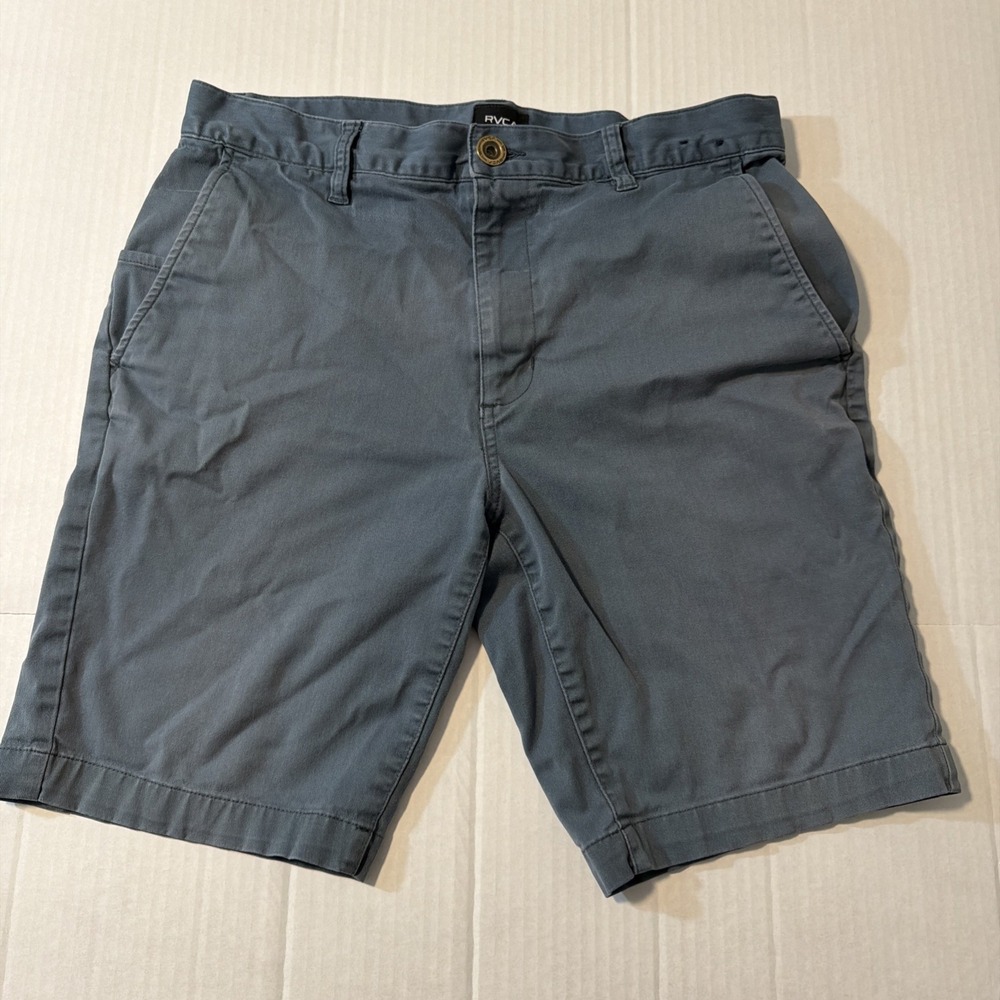 RVCA Weekend Stretch Shorts Mens 32 Smoke Blue Gray Chino Skate Walk Shorts